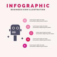 ruimte pak robot solide icoon infographics 5 stappen presentatie achtergrond vector