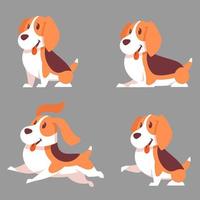 beagle hond in verschillende poses vector