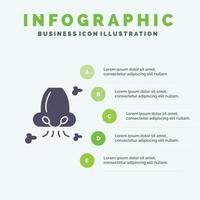 lucht ademen Gezondheid neus- verontreiniging solide icoon infographics 5 stappen presentatie achtergrond vector