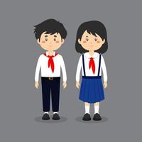 schattige personages die een Noord-Koreaans schooluniform dragen vector