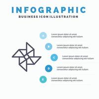 voorjaar wind windmolen lijn icoon met 5 stappen presentatie infographics achtergrond vector