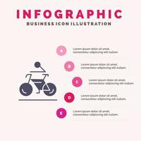 werkzaamheid fiets fiets fietsen wielersport solide icoon infographics 5 stappen presentatie achtergrond vector