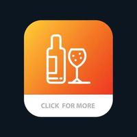 drinken fles glas liefde mobiel app knop android en iOS lijn versie vector