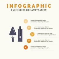 troffel metselwerk bouw metselwerk gereedschap solide icoon infographics 5 stappen presentatie achtergrond vector