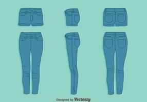 Blauwe Jean En Hot Pant Vector Set