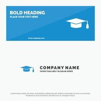 academisch onderwijs diploma uitreiking hoed solide icoon website banier en bedrijf logo sjabloon vector