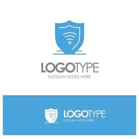 internet internet veiligheid beschermen schild blauw solide logo met plaats voor slogan vector