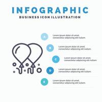 ballon vlieg motivatie lijn icoon met 5 stappen presentatie infographics achtergrond vector