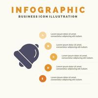 alarm klok onderwijs solide icoon infographics 5 stappen presentatie achtergrond vector