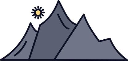 heuvel landschap natuur berg zon vlak kleur icoon vector