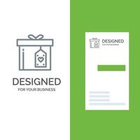 geschenk doos doos verrassing levering grijs logo ontwerp en bedrijf kaart sjabloon vector