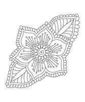 mehndi bloemenpatroon voor henna tekening voor volwassen kleurplaat vector