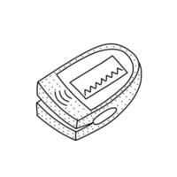 hand- getrokken vector illustratie van pulse oximeter in tekening stijl. schattig illustratie van een musical uitrusting Aan wit achtergrond.