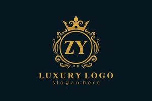 eerste zy brief Koninklijk luxe logo sjabloon in vector kunst voor restaurant, royalty, boetiek, cafe, hotel, heraldisch, sieraden, mode en andere vector illustratie.