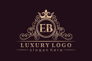 eb eerste brief goud kalligrafische vrouwelijk bloemen hand- getrokken heraldisch monogram antiek wijnoogst stijl luxe logo ontwerp premie vector