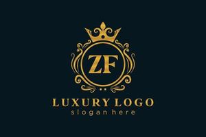 eerste zf brief Koninklijk luxe logo sjabloon in vector kunst voor restaurant, royalty, boetiek, cafe, hotel, heraldisch, sieraden, mode en andere vector illustratie.