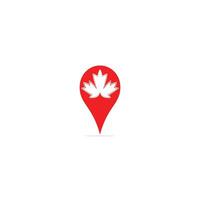 esdoorn- blad en pin vector logo ontwerp. Canadees GPS symbool icoon.