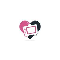 TV media hart vorm logo ontwerp. TV onderhoud logo sjabloon ontwerp vector
