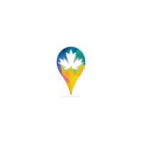 esdoorn- blad en pin vector logo ontwerp. Canadees GPS symbool icoon.