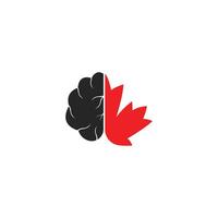 creatief hersenen en esdoorn- blad logo ontwerp. Canada bedrijf teken. vector