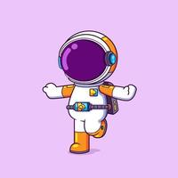 de astronaut is heel gelukkig dat hij kan bereiken de andere planeet en poseren schattig vector