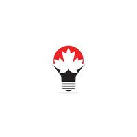 licht lamp met esdoorn- blad logo ontwerp. esdoorn- blad energie vector logo ontwerp. Canada teken.