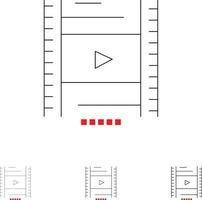 video les film onderwijs stoutmoedig en dun zwart lijn icoon reeks vector