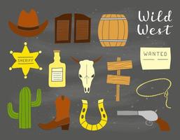 reeks van hand- getrokken wild west elementen. vector