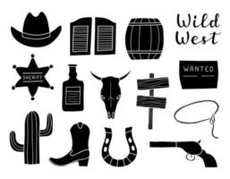 reeks van hand- getrokken wild west elementen. vector