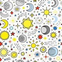 naadloos patroon met sterren, zon, maan. vector