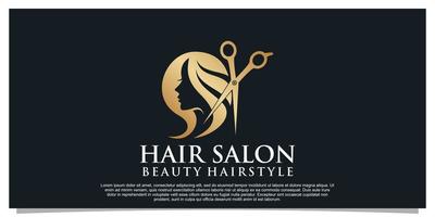 haar- besnoeiing logo ontwerp vector met creatief concept voor Dames schoonheid salon