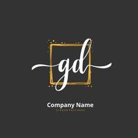 gd eerste handschrift en handtekening logo ontwerp met cirkel. mooi ontwerp handgeschreven logo voor mode, team, bruiloft, luxe logo. vector