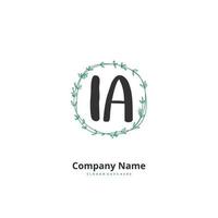 IA eerste handschrift en handtekening logo ontwerp met cirkel. mooi ontwerp handgeschreven logo voor mode, team, bruiloft, luxe logo. vector