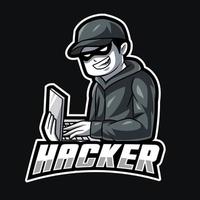 hacker-mascotte voor sport- en esports-logo vector