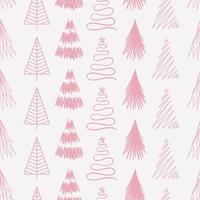 vrolijk Kerstmis en gelukkig nieuw jaar naadloos patroon met divers Kerstmis boom. modern hand- trek illustraties. kleurrijk hedendaags kunst vector