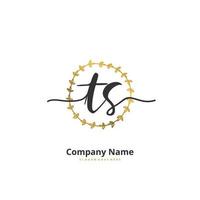 ts eerste handschrift en handtekening logo ontwerp met cirkel. mooi ontwerp handgeschreven logo voor mode, team, bruiloft, luxe logo. vector