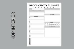 produktiviteit ontwerper kdp interieur. pasgeboren afdrukbare volger, planner, notitieboekje, humeur dagboek vector