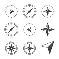 kompas roos navigatie cartografie reizen onderzoeken uitrusting pictogrammen reeks lijn ontwerp icoon vector