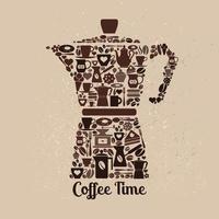 koffie pot van klein pictogrammen. vlak illustratie van koffie. vector