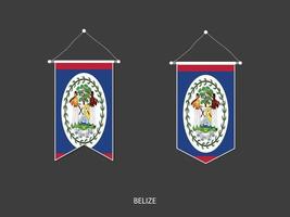 Belize vlag in divers vorm geven aan, voetbal vlag wimpel vector ,vector illustratie.