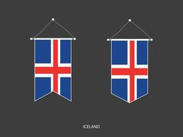 IJsland vlag in divers vorm geven aan, voetbal vlag wimpel vector ,vector illustratie.