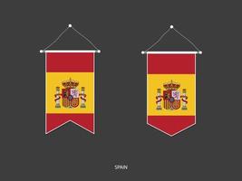 Spanje vlag in divers vorm geven aan, voetbal vlag wimpel vector ,vector illustratie.