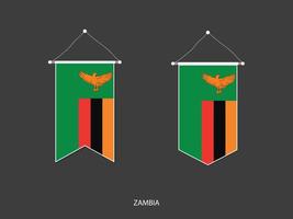 Zambia vlag in divers vorm geven aan, voetbal vlag wimpel vector ,vector illustratie.