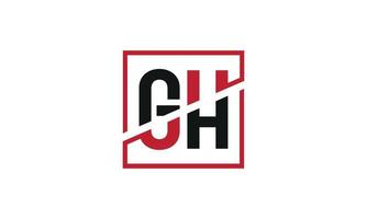 gh logo ontwerp. eerste gh brief logo monogram ontwerp in zwart en rood kleur met plein vorm geven aan. pro vector