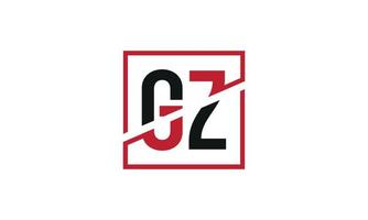 gz logo ontwerp. eerste gz brief logo monogram ontwerp in zwart en rood kleur met plein vorm geven aan. pro vector