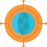 wereldbol focus doelwit verbonden vlak kleur icoon vector icoon banier sjabloon