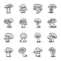 pak van paddestoelen hand- getrokken pictogrammen vector