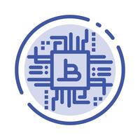 geld industrie bitcoin computer financiën blauw stippel lijn lijn icoon vector