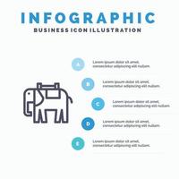 Afrika dier olifant Indisch lijn icoon met 5 stappen presentatie infographics achtergrond vector