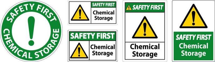 veiligheid eerste chemisch opslagruimte symbool teken Aan wit achtergrond vector